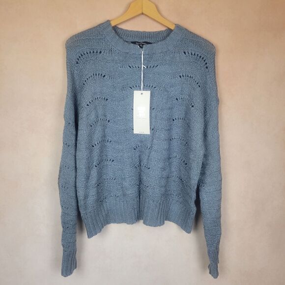 Love Tree Drop Shoulder Gray Knit Sweater Size Medium - Picture 1 of 5